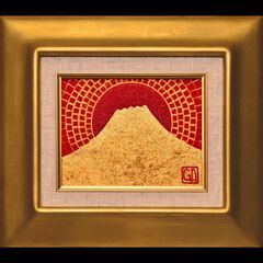 F0号油絵一番ミニチュアな『太陽と黄金富士山』がんどうあつし絵画