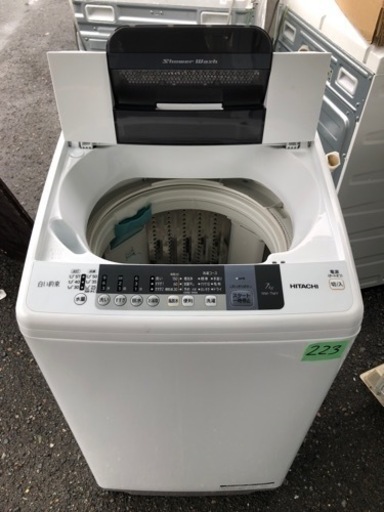 NO 223 福岡市内配送設置無料✨　日立 HITACHI 全自動洗濯機（7.0kg） 白い約束 ピュアホワイト NW-7WY W