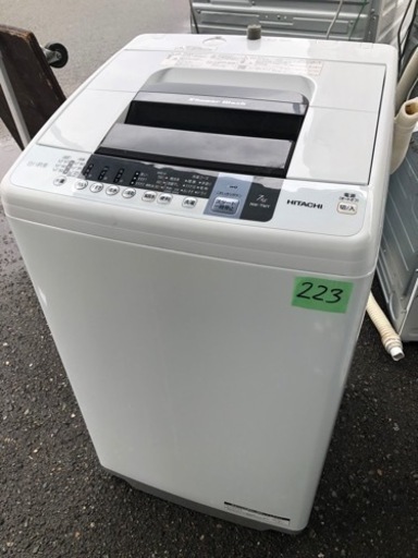 NO 223 福岡市内配送設置無料✨　日立 HITACHI 全自動洗濯機（7.0kg） 白い約束 ピュアホワイト NW-7WY W