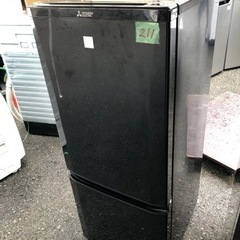 NO 211 🌈福岡市内配送設置無料✨🌈  2019年　三菱 【右開き】146L 2ドアノンフロン冷蔵庫 keyword キーワードブラック MR-P15EE-KK