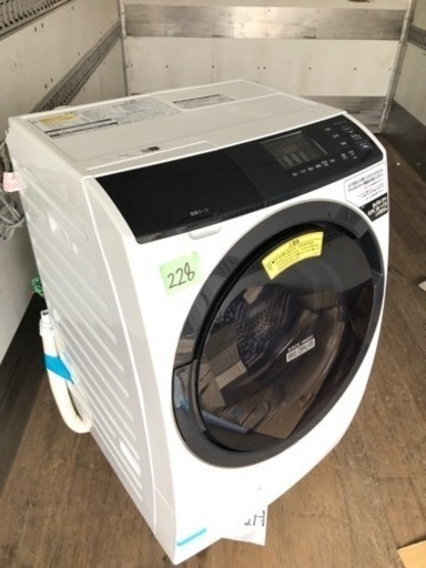 NO 228 福岡市内配送設置無料✨  2019年式　日立 ドラム式洗濯乾燥機 ビッグドラム 洗濯10kg/洗濯~乾燥6kg 左開き 風アイロン BD-SG100EL W ホワイト