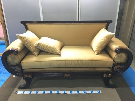 EA276)ソファー 3人掛けサイズ アンティーク調 エジプト輸入品 幅：約175cm 高さ：約91cm 奥行：約63cm  中古品【取りに来られる方限定】