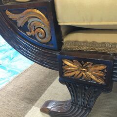 EA276)ソファー 3人掛けサイズ アンティーク調 エジプト輸入品 幅：約175cm 高さ：約91cm 奥行：約63cm  中古品【取りに来られる方限定】