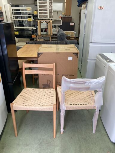【お取引中】【未使用品】オーエスジェイ(OSJ) オーク無垢材チェア  ダイニングチェア 2脚セット★4970★
