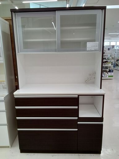 ★ジモティ割あり★ NITORI レンジボード ホワイト×ダークブラウン W120×D50.5×H200 クリーニング済み TC3544