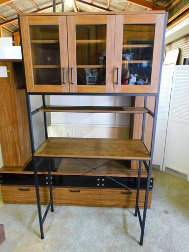 食器棚 キッチンボード ゴミ箱上ラック ワイドタイプ ヴィンテージテイスト