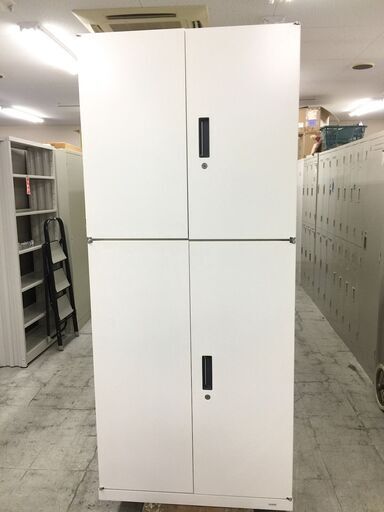 中古　極美品　オカムラ　上下書庫　スチール書庫 　開き戸書庫　上下組 　収納キャビネット　鍵付　 観音開き　スチール上下書庫　下3段上2段（5段）幅800×奥400×高さ1850mm　ホワイト　愛知　一宮市　江南市　稲沢市　名古屋　岐阜　各務ヶ原　羽島　三重　グッドプライス一宮
