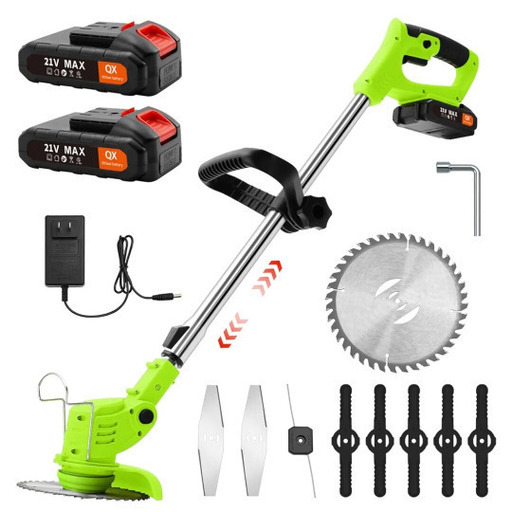 草刈り機 充電式 草刈機 21V 軽量 コードレス 2000mAh刈払機 大容量バッテリー2個 芝刈払機 角度調整 多地形 4種類替刃 日本語説明書付き 調節可能ポール 枝切り 雑草 芝生 畑 植木 家庭用