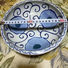 明治時代　古伊万里　染付　丸文に唐草文様