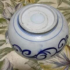 明治時代　古伊万里　染付　丸文に唐草文様