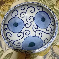 明治時代　古伊万里　染付　丸文に唐草文様