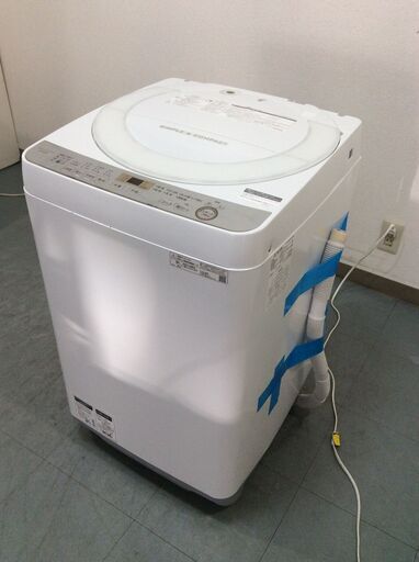 （10/16受渡済）JT9038【SHARP/シャープ 7.0㎏洗濯機】美品 2019年製 ES-GE7C 家電 洗濯 簡易乾燥付