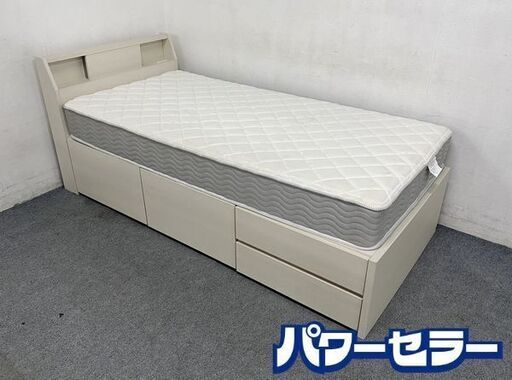 ニトリ/NITORI シングルベッドセット ホワイト 収納付き コンセント付き 中古家具 店頭引取歓迎 R8480
