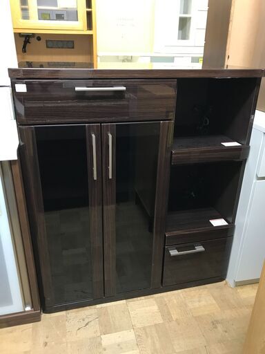 【FU865】★サンキ コーポレーション  レンジボード  レンジ台  ブラウン  オシャレ  コンパクト  収納家具  キッチン家具  シンプル  クリーニング済 堺市 深井 【ジャングルジャングル深井店】