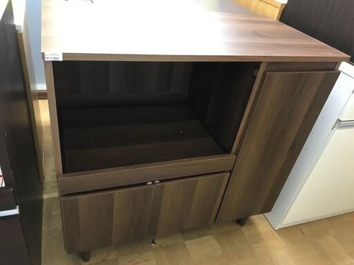 【FU870】★キッチンカウンター   木目調  ブラウン  レンジ台  コンパクト  シンプル  おしゃれ   収納家具  キッチン家具  クリーニング済 堺市 深井 【ジャングルジャングル深井店】