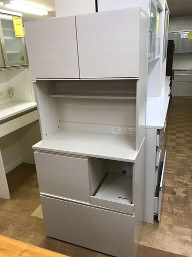 【FU873】★アイリスオーヤマ  IRIS OHYAMA  レンジボード  ホワイト  79.5×41×175.5cm 大容量  ファミリータイプ  コンパクト  シンプル  おしゃれ 収納家具  キッチン家具  クリーニング済 堺市 深井 【ジャングルジャングル深井店】