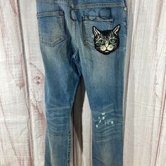 グッチ(Gucci) ミスティックキャット ダメージ加工 デニムパンツ 502797 ブルー　188