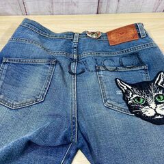 グッチ(Gucci) ミスティックキャット ダメージ加工 デニムパンツ 502797 ブルー　188