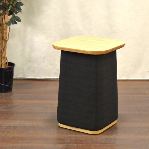 ≪yt1464ジ≫ アウトレット家具 和風サイドテーブル 試作サンプル 幅40cm 高さ56cm スクエア 木製天板 和モダン カフェテーブル 花台 60428-14