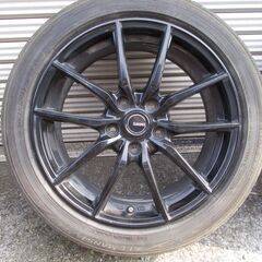 夏タイヤ 2017年製 205/50R17 ダンロップルマンV 約5分山 G-speedアルミ付き PCD114.3 インセット53 ４本中古　エスクァイア ウ゛ォクシー ノア