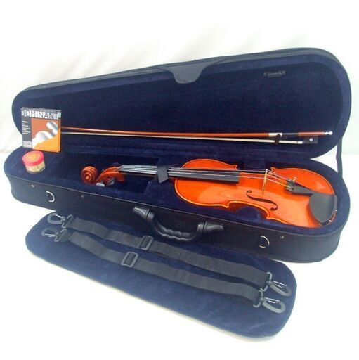 メンテ済み  スズキバイオリン No540 4/4 虎杢 2004年 美品セット SUGITO フェルナンブーコ弓 ケース ドミナント 520 新品定価総額 37万円 中古バイオリン 名古屋近郊 手渡し可能 愛知県清須市より 管理（カ）T8262 メンテ済み スズキバイオリン No540 4/4 虎杢 2004年 美品セット