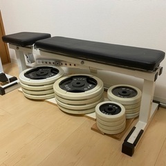 終了】筋トレ バーベル ダンベル 90kg ベンチプレス ワイルドフィット