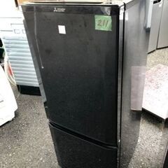 NO 211 🌈福岡市内配送設置無料✨🌈 2019年　三菱 【右開き】146L 2ドアノンフロン冷蔵庫 keyword キーワードブラック MR-P15EE-KK