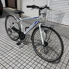 【クロスバイク】27インチ　6段変速　LEDオートライト仕様❗️前カゴ、泥除け付❗️通勤、通学にも便利❗️若林自転車　膳所店　SALE中❗️