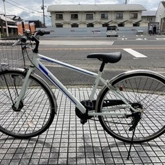 【クロスバイク】27インチ　6段変速　LEDオートライト仕様❗️前カゴ、泥除け付❗️通勤、通学にも便利❗️若林自転車　膳所店　SALE中❗️