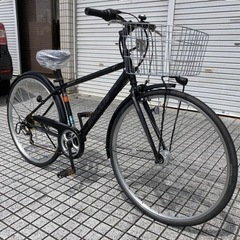 クロスバイク】27インチ 外装6段変速 LEDオートライト付 前カゴ
