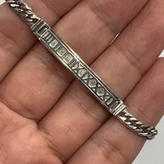 Pt850 プラチナ 850 喜平 6面ダブル IDブレスレット 17.1g 約18.5cm