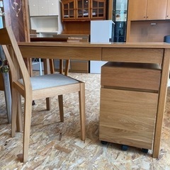 良品計画 無印良品 デスク3点セット オーク材 学習机 PCデスク家具