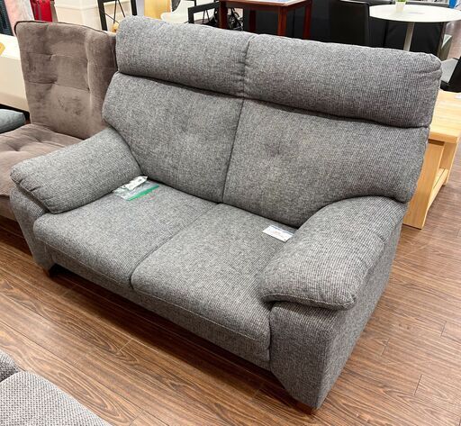 札幌 東区 二人掛けソファ/2P グレー W132×D81×H95cm 布製 リビングソファ シンプル 家具