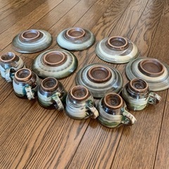 やちむん☆コーヒーカップ＆ソーサー6客セット☆松田共司☆読谷山焼