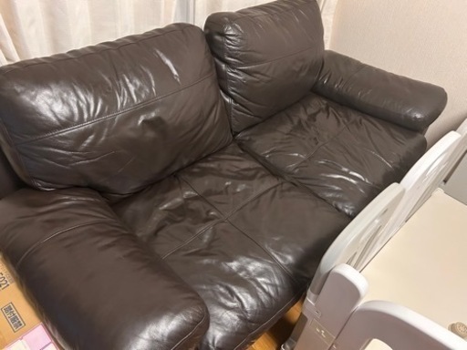 ニトリソファー ブラウン レザー ニトリ ソファー 2人掛け 本革 レザー