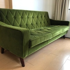 【カリモク60】ロビーチェア3シーター モケットグリーン