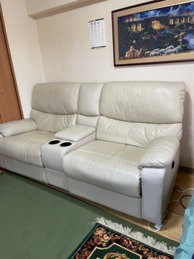 【美品】家具　ソファー2人掛け　リクライニング　動作可