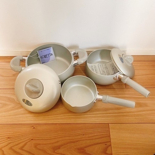 新品未使用　お鍋３点set グレー