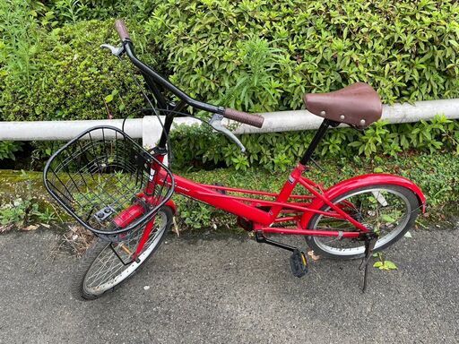 自転車　No.1478　レッド　20インチ　ミニベロ　カゴ付き　【リサイクルショップどりーむ鹿大前店】
