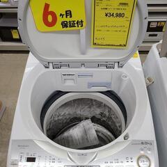 J7136 6ヶ月保証付き！ SHARP シャープ 8.0kg洗濯機 ES-TX8C-W 2019年
