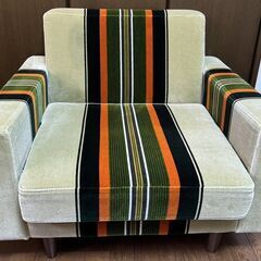 モケット シングルソファー 一人掛け 北欧 ミッドセンチュリー レトロ ローソファー 昭和