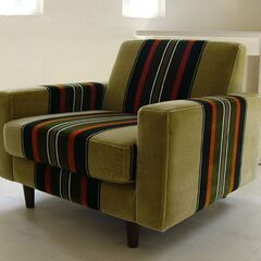 モケット シングルソファー 一人掛け 北欧 ミッドセンチュリー レトロ ローソファー 昭和