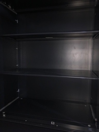 GY0629 オカムラ レクトライン 書庫 三段引き出し 両開き ブラック