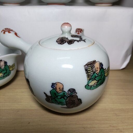 食器 美品 九谷焼 急須 湯呑み 5客 急須冷まし 茶筒 セット陶器 絵付け アンティーク 茶器セット 煎茶道具 ミルク カップ 茶器