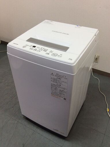 （8/14受渡済）JT9075【TOSHIBA/東芝 4.5㎏洗濯機】美品 2021年製 AW-45M9 家電 洗濯 簡易乾燥付