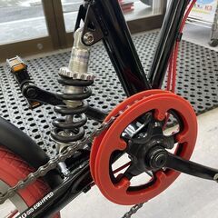 良品 20インチ 折りたたみ自転車 ６段変速 鍵 ライト付き 自転車 赤×黒 札幌市手稲区