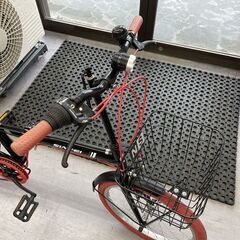 良品 20インチ 折りたたみ自転車 ６段変速 鍵 ライト付き 自転車 赤×黒 札幌市手稲区