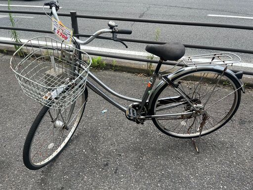 リサイクルショップどりーむ天保山店　No1248　自転車　ママチャリ　LEDオートライト付き　鍵付き　シルバー