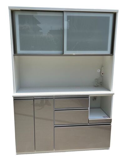 NITORI ニトリ 食器棚 キッチンボード アルミナ2 140BK 幅140.5×高200×奥行45㎝ 美品　直接引取大歓迎‼　地域限定有料配送サービスあり‼