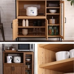 レンジ台 家電収納 ヴィンテージ調 スチールフレーム 